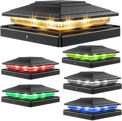 12 Pack Black Universal Fit Solar Post Cap Lights with 8 RGB Color Changing Modes & Multicolor Flow