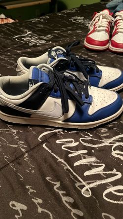Nike Dunk Low shoes, blue & white, size 10 (men’s)