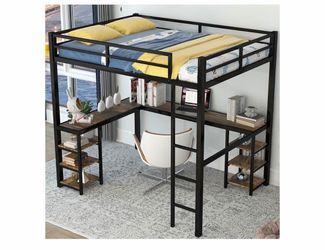 Full Size Loft Bed with Desk