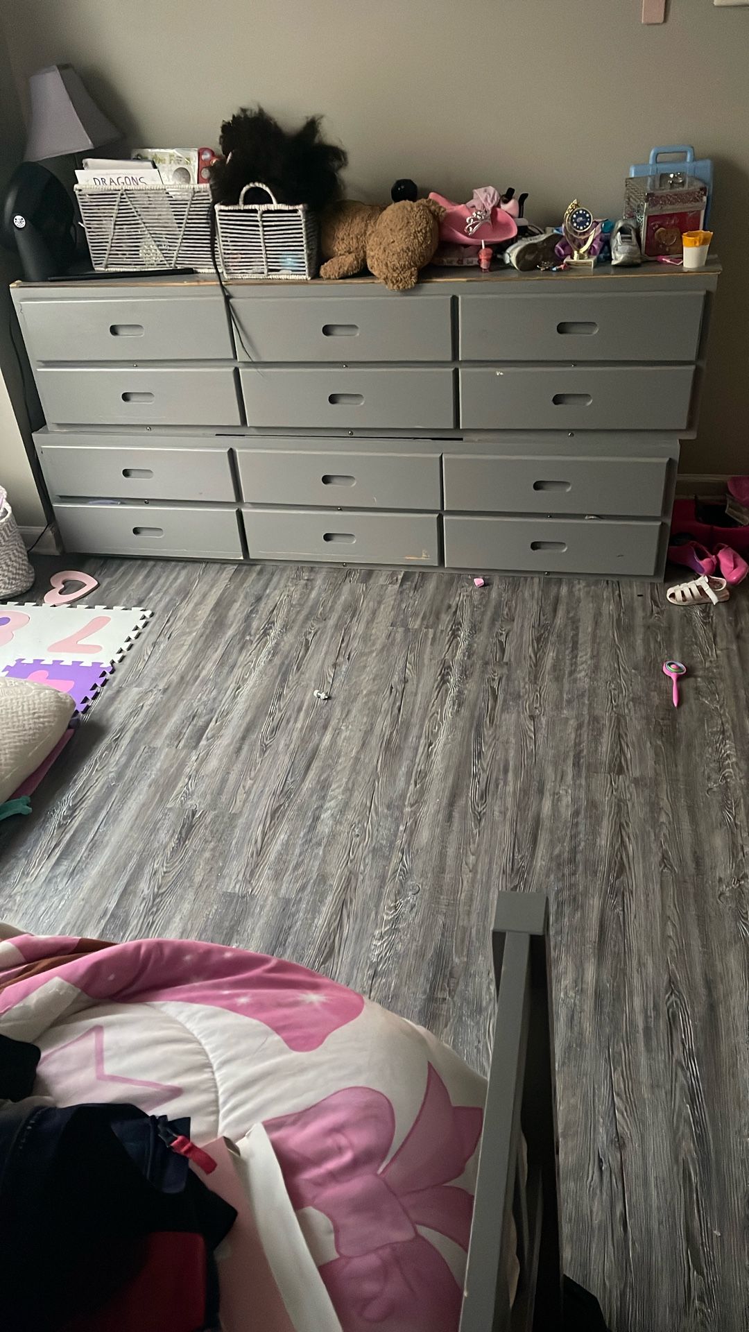 Children’s Twin Bedroom Set Bed With mattress And Pull Out Bed With Mattress, Two 6 Drawer Dressers