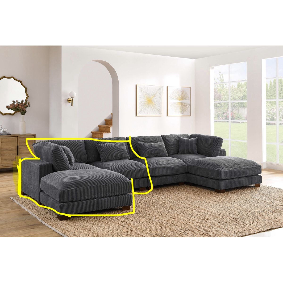 Wayfair Andreco 6 - Brand New Piece Corduroy Sectional By Wade Logan (3 of 6 Pieces, outlined in pic in yellow)