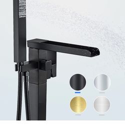 YAGATAP Freestanding Tub Faucet, Free Standing Tub Filler Matte Black, Single Handle Stand Alone