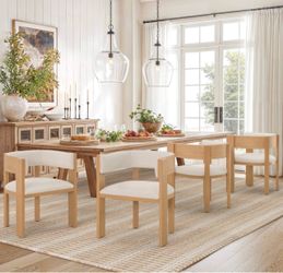 Barrel-Back Wood Dining Chairs – Set of 4
