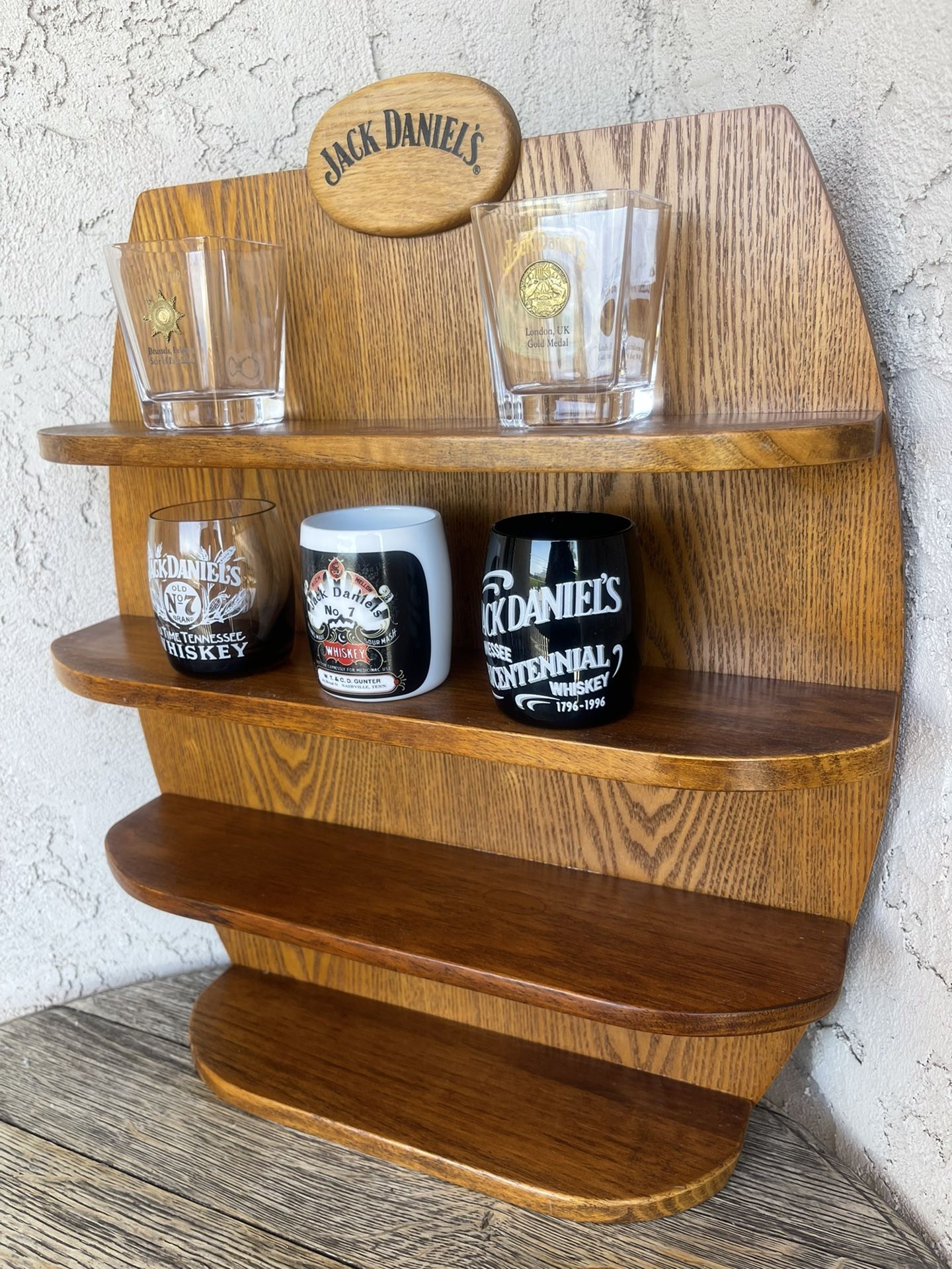 Jack Daniels Whiskey Shot Glass Wall Display Cabinet With Shot Glasses