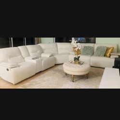 White Sectional Leather Sofa 