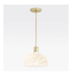 REJUVENATION Dekum 11″ Pendant Light in Aged Brass with Alabaster Shade