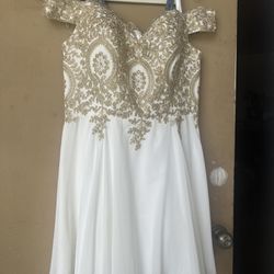 Dress Gold And White