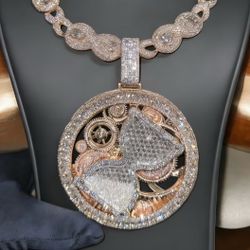VVS Moissanite Spinning Pendant 925 Silver With 18k Gold Plating (Passes Diamond Testers)