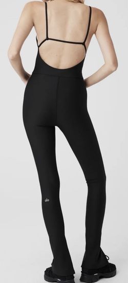 NEW ALO YOGA Airlift Disco Daze Bodysuit Black One Piece jumpsuit  XXS Gym Dance