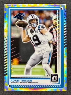 2025 Panini Donruss Optic Adam Thielen Flex Logo Boarder Prizm #/199 Panthers