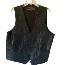 Black leather vest plain size 40 for men