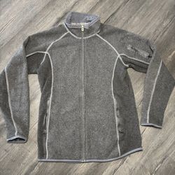 Kuhl Full Zip Fleece Jacket Men's Small Gray Outdoor Hiking Backpack