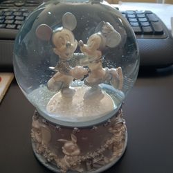 Mickey and Minnie Ice Skating Snow Globe Disney
