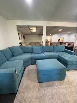 Radley 5Pc Fabric Sectional w/ Chaise (Sapphire Blue)