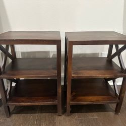Set of 2 Wood End Tables – Dark Finish – Sturdy & Functional
