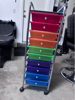 Multi colored organizer with 10 drawers
