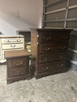 Beautiful vintage tall dresser with matching nightstand delivery!