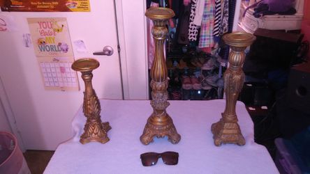 3 Large decorative candle holders