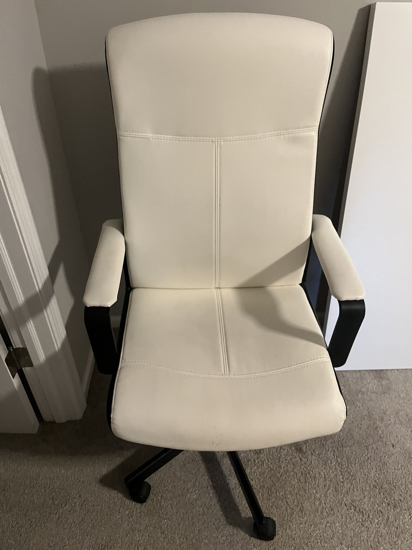IKEA White Leather Desk Chair.