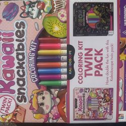 Kaleidoscope Kawaii Snackables Coloring Kit Twin Pack for Kids Art Activity Set