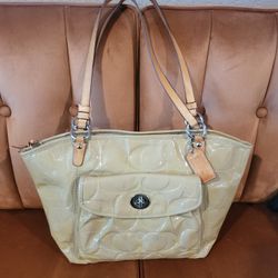 Coach Embossed Patent Leather Tote Bag