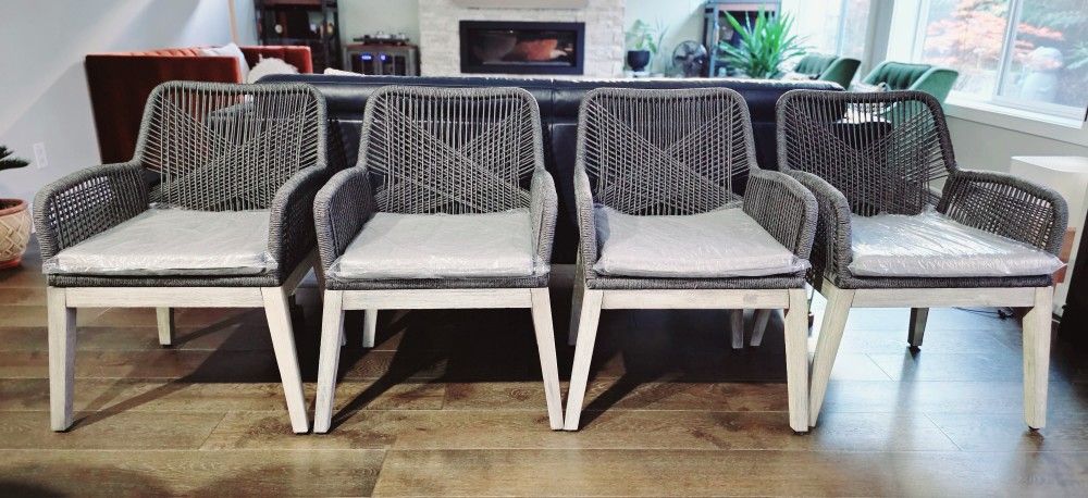 Beachcroft Nautical Rope Wood Dining Chairs - 4 - New!!