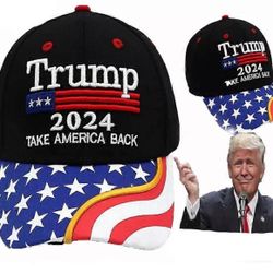 Black Trump 2024 Baseball Hat Take America Back.