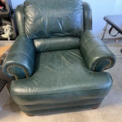 REAL LEATHER GREEN CHAIR