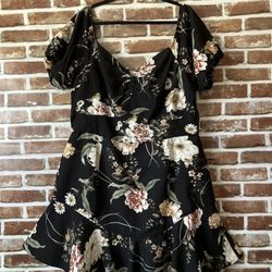 City Chic Black Floral Aria Dress M/18