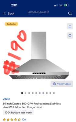 VIKIO 30 inch Ducted 800-CFM Recirculating Stainless steel Wall-Mounted Range Hood