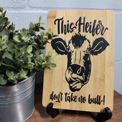 This Heifer Don't Take No Crap Farmhouse Style Wood Sign Decor 