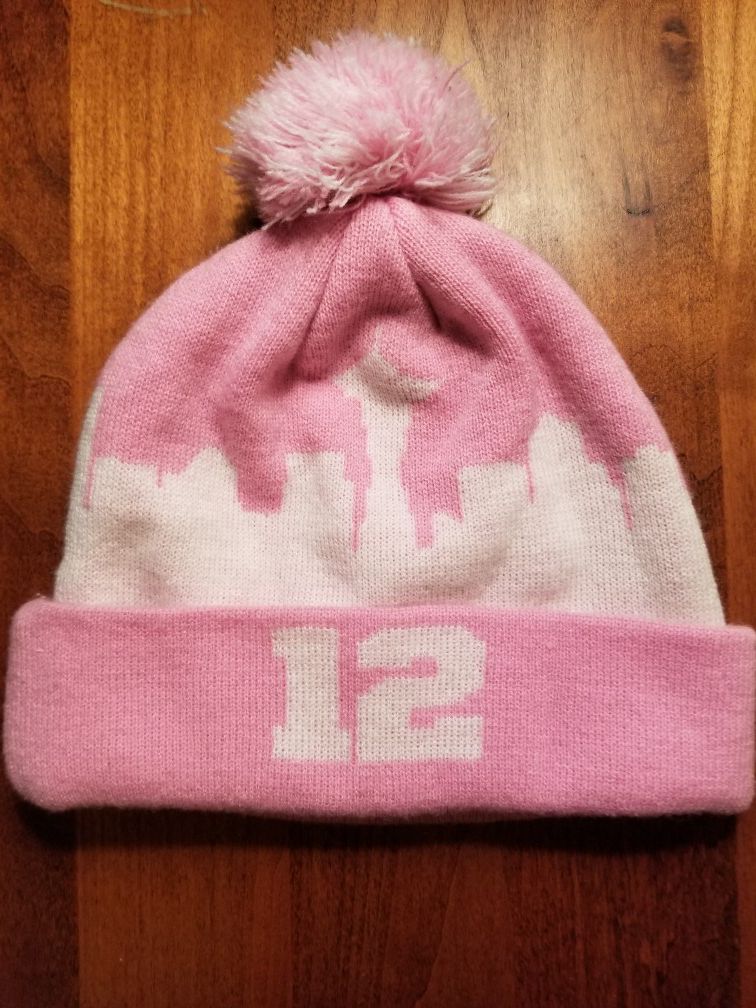 Seattle Seahawks Gear 12s Pride Pink Beanie Hat