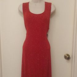 Vestido Rojo De Brillo Dos Piezas 