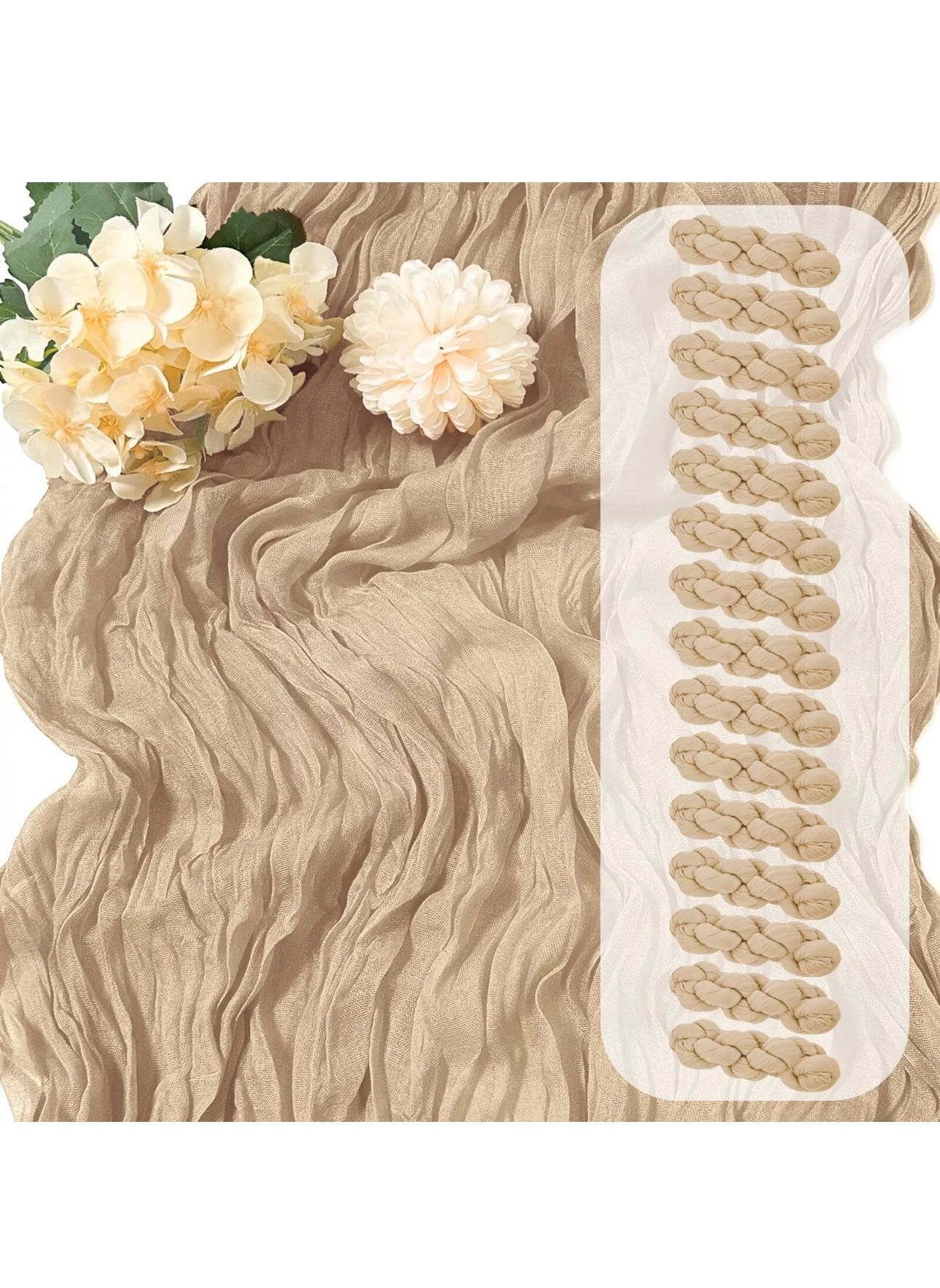 Beige Table runner Cheesecloth - 12