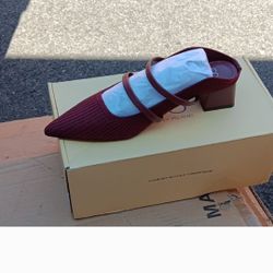 Burgundy Heel Mules 