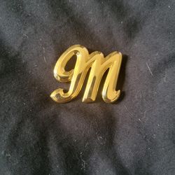 Gold Tone 'M' Brouch 