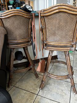 2 Wooden High Bar Chairs