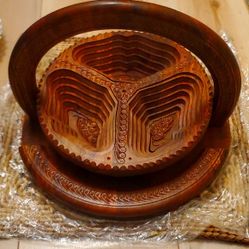 Foldable wood serving tray for nuts/dry fru and other items