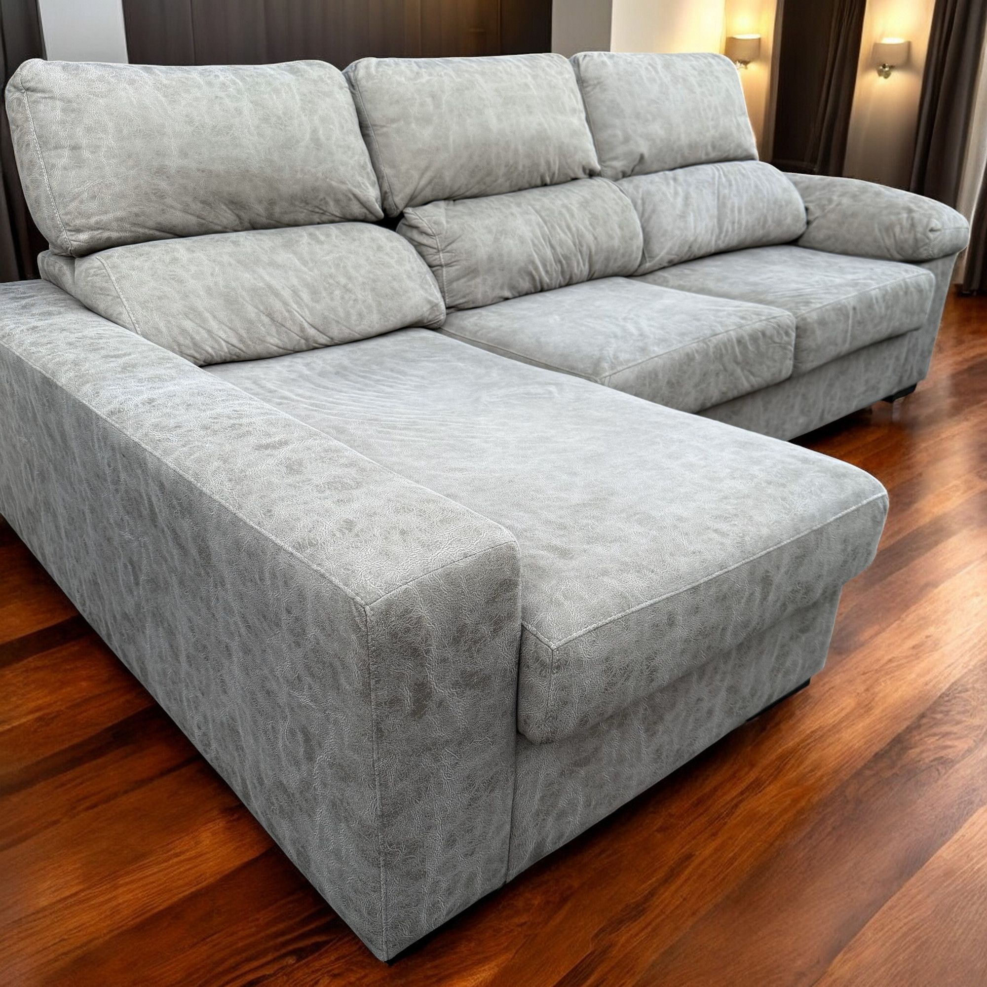 Liquisofas Spanish Brand L-Shape Sectional Sofa in Gray Microfiber