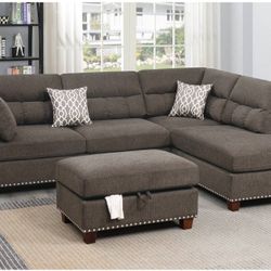 3 PC SECSIONAL SOFA  TAN REVERSIBLE L/ R CHAISE  TAN COLOR ☎️1714586,2564 
