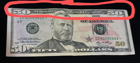 50 dollar bill printing error and star note