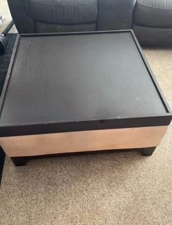 Square Coffee Table with Storage Ottoman