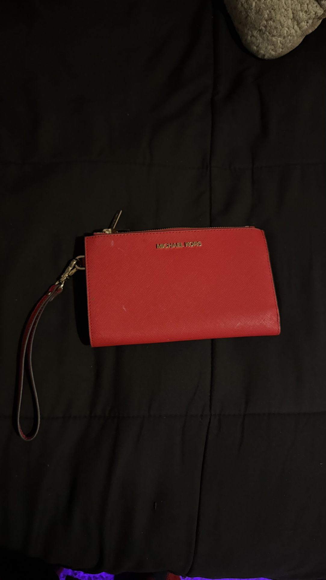 michael kors double zip wristlet dark sangria red gift bag f