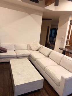 Large L-Shaped Sectional Sofa – Cream/Off-White – Excellent Condition