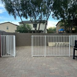 White Raw Iron Fence With Door 