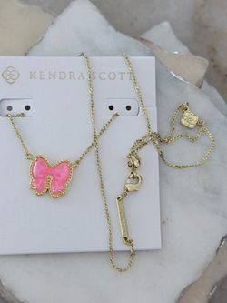 KS pink bow necklace