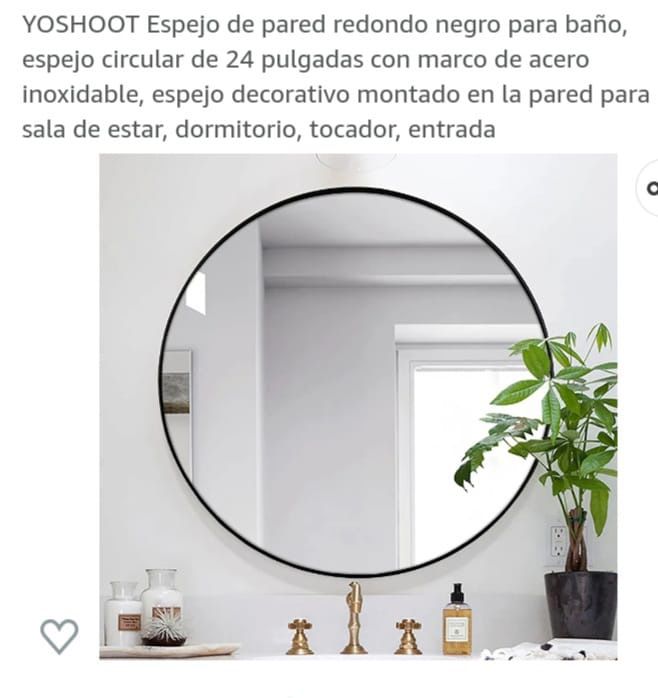 Espejo Redondo Decorativo Negro Baño Sala Dormitorio Tocador