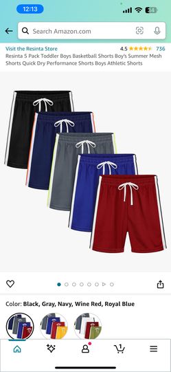 Resinta 5 Pack Toddler Boys Basketball Shorts Boy's Summer Mesh Shorts Quick Dry Performance Shorts Boys Athletic Shorts