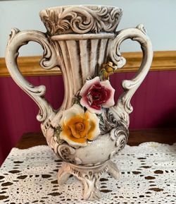 Vintage Capodimonte Tall Loving Cup Vase