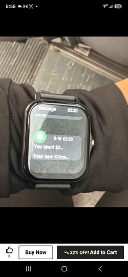 Black Square Smartwatch with Silicone Band